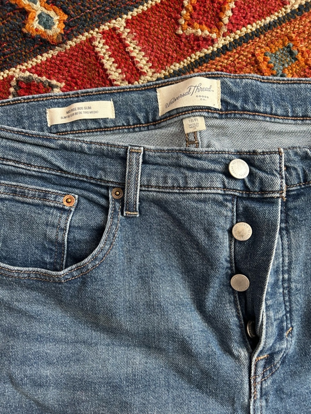 Universal Thread High-Rise Button-Fly Medium Blue Jeans